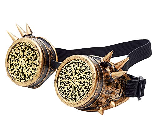 Preisvergleich Produktbild Rivet Goggles Steampunk Schutzbrille Partybrille Rave Kostümzubehör Musikfestival Punk Cyber Goth Cosplay Gläser Sonnenbrille Mit Led Licht für Damen und Herren