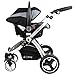 i-Safe System - Grey Trio Travel System Pram & Luxury Stroller 3 in 1 Complete With Car Seat + Footmuff + Carseat Footmuff + RainCovers