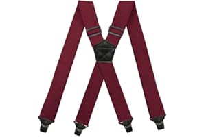 BaronHong Szelki przyjazne dla lotniska, bez brzęczenia plastikowe 4 klipsy 3,8 cm w pełni elastyczne szelki ze skórzaną naszywką szelki narciarskie