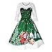 Produktbild SEWORLD 2018 Elegante Damen Frauen Frohe Weihnachten Vintage Weihnachtsmann Print Spitze Abendgesellschaft Kleid Cocktailkleider(X4-grün,EU-34/CN-S)