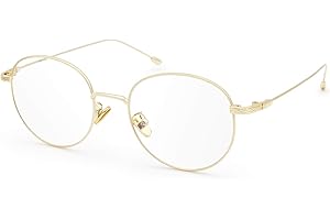 livho Blue Light Blocking Glasses, Lightweight Retro Round Frame Anti UV Computer Gaming Glasses for Women Men - LI1632