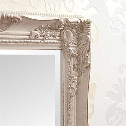 FACETTENSPIEGEL mit BAROCK HOLZRAHMEN 37x47cm von XTRADEFACTORY Wandspiegel Antik-Look weiß - 2