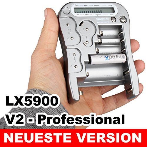 Kraftmax Batterietester Universal Batterie und Akku Testgerät mit LCD-Display – NEUESTE VERSION MW333 / LX5900 mit Knopfzellen Test - 2