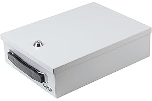 HMF 140-07 Cassetta per documenti con chiusura a chiave | DIN A5 | 27 x 20,5 x 8 cm | Grigio chiaro