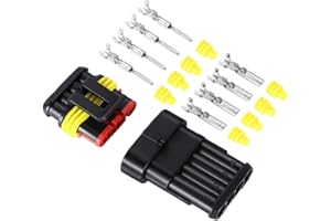 Aiqeer 5 Set 4 Pin Voiture Étanche Électrique Fil Connecteurs, Kit Prise Fiche Connecteur Électrique Imperméable Voiture