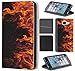 Produktbild CoverHeld Hülle für Apple iPhone 4 / 4s Premium Flipcover Schutzhülle aus Kunstleder Flip Case Motiv (169 Feuer Schwarz Rot)