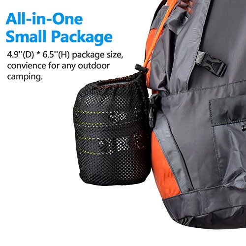 11-teiliges Camping Kochset – ODOLAND Topfset, inkl. Besteck Kocher Tankhalterung, Ultraleicht, Isolierende Griffe, Antihaft – Outdoor Picknick - 6