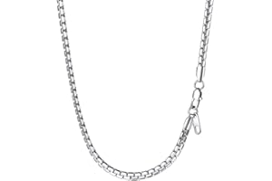 PROSTEEL Collar de Cadenas Venecianas Planas Acero Inoxidable para Mujeres Hombres, 4mm / 6mm Ancho, 41cm - 76cm Largo, Tono Platino/Dorado/Negro, Incluye Caja de Regalo