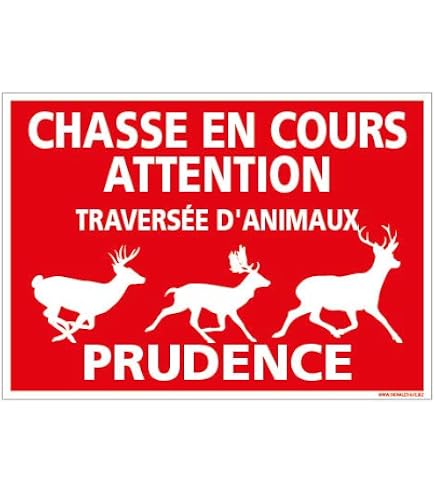 Panneau Temporaire 'Chasse En Cours' - En Comacel (PVC Expansé) 5 Mm - Dimensions 70x80 Cm - Fabrication Française - 5