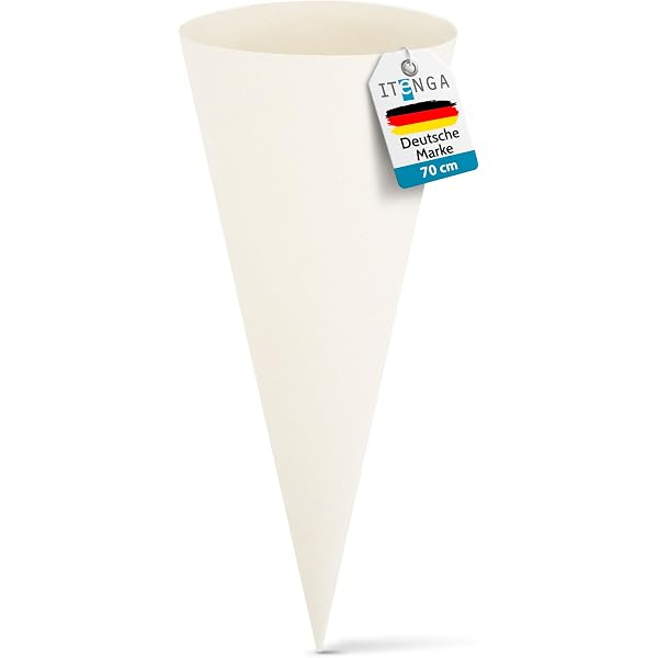 Baier & Schneider Heyda Schultüten-Rohling – Geschwistertüte, Höhe 35 Cm, Durchmesser 11 Cm, Karton 380g/m², Weiß