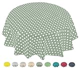 Redondo 140 cm Home Direct Mantel de Hule, Redondo 140 cm Lunares Verde Salvia