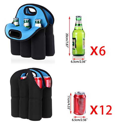 btsky 6 Flaschen Isolierte Neopren Carrier Tote Tragetasche für Bier Baby Flasche Dosen Getränke - 5