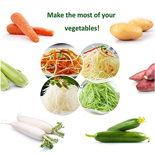 SIEGES Spiralschneider für Gemüse Spargel, Gurken und Obst 3 Klingen Schäler Slicer cutter mit Orange Peeler - 2