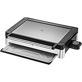 شبكة كهربائية WMF Lono Grill ذات غطاء زجاجي أحادي الحجرة من الفولاذ بقوة 2200 واط