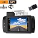 Produktbild 4K UHD Dashcam Autokamera Video Recorder TouchScreen 2.7" LCD Bildshirm mit 170° Weitwinkelobjektiv, ANYTEK G200 GPS & WIFI Video Recorder Kamera Vorder-und Rückseite Nachtsicht Dash cam mit G-Sensor, WDR, Bewegungserkennung, Parkmonitor, Loop-Aufnahme (Englisch Handbuch)