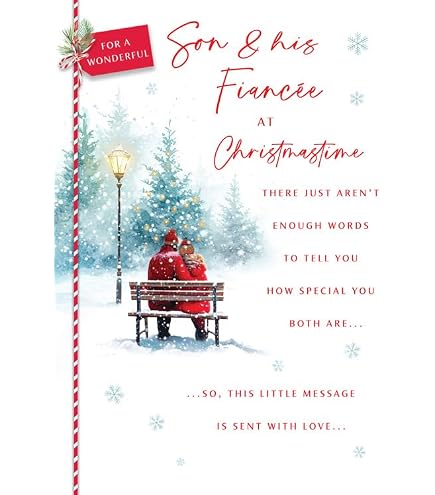 Hunts England Biglietto Di Natale Per Figlio E Fidanzata - 'To A Special Son & Girlfriend At Christmas' - Formato 148x148 Mm Con Busta Marrone, Collezione Notte Stellata