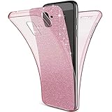 Kompatibel mit Galaxy A6 Plus 2018 Hülle,Full-Body 360 Grad Bling Glänzend Glitzer Klar Durchsichtige TPU Silikon Hülle Handyhülle Tasche Case Front Cover Schutzhülle für Galaxy A6 Plus 2018,Rose Gold