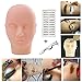 MYSWEETY Training Mannequin Flat Head Practice Make Up Eye False Lashes Eyelash Extensions Lip Tattoo Practice Model Manikin Head +10 False Lashes + Stainless Steel Clip Forceps