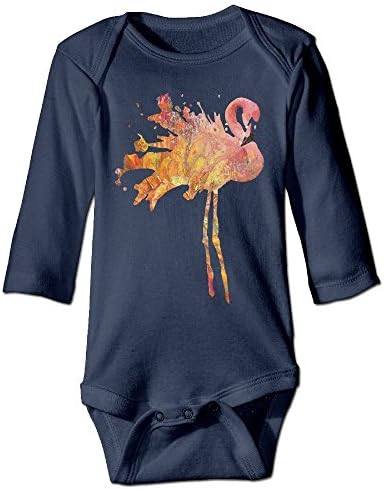 Yesgoodie Watercolor Flamingo Splashing Tail Baby Onesies Long Sleeve For Unisex Boys Girls 100% Cotton 24 Months