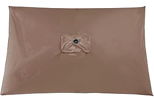 DULRLLY Auvent de rechange pour parasol de patio rectangulaire à 6 baleines, 3 x 2 m – Tissu imperméable – Housses de rechange pour parasol de jardin, cour