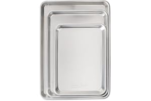 Nordic Ware Naturals 3 Piece Baker's Delight Set, Natural Aluminium Baking Sheet with Superior Heat Conductivity, Premium Bakeware Made in The USA, Silver