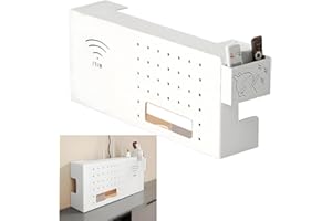 PUIOTEAI Wandbehang Router Verstecken Regal, Router Regal, Router Aufbewahrungsbox, Wand Router Aufbewahrungsbox, Wandmontage Tv Kabel Organizer Box(White)