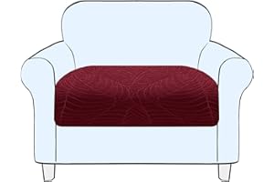 SHUOJIA Sofa Seat Cushion Cover, Stretch Sofa Seat Cover, Cushion Covers Non-slip, Slipcover Cover for Sofa Seat Cushions,Seat Couch Cover for Pets & Kids (Dark Red,Large-1-Seater)