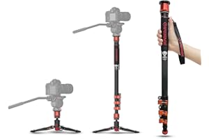 IFOOTAGE Cobra 3 Monopode A180F, en aluminium, verrouillage rabat réglable, bascule automatique vis 6,35 mm-9,5 mm, 8 kg charge utile, hauteur max