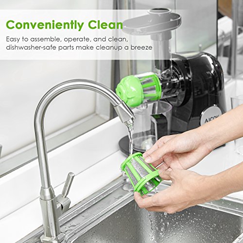 Aicok Slow Juicer Entsafter mit Geringer Lautstärke, Leichter Reinigung, Reverse Funktion, Maximaler Nährstoffextraktion Inklusive Reinigungsbürste - 4