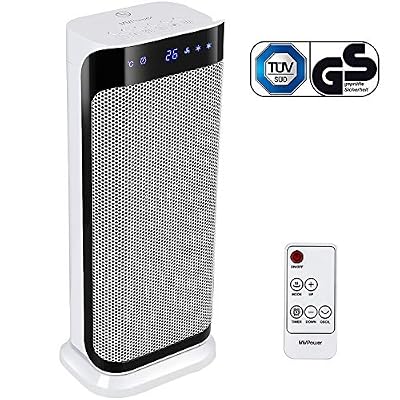 MVPower 2000W Radiateur Soufflant Céramique avec Télécommande, Oscillation Automatique, Minuterie, 2 Niveaux de Chauffage, Econome en Energie pour la Salle de Bain, le Bureau, le Salon, Certifié GS