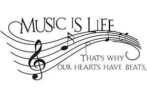 IDISON Music is Life Wall Stickers, Black Music Notes Wall Decor Art Murals, Personalized Music Themed Decor for Living Room Bedroom Music Studio Decor