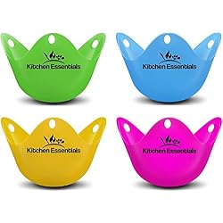 Cuiseur vapeur œufs pochés (lot de 4) - Tasses Premium de couleur matte, œufs pochés, sans BPA silicone poach pods - Ensemble de pocheuses pour œufs pochés au pot, à la poêle et au micro-ondes
