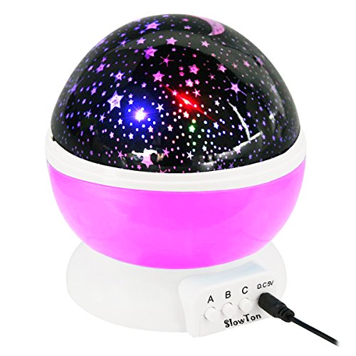 Sternenhimmel Projektor, SlowTon Projektor Lampe 360 Grad Romantische Stimmung Stern-Nachtlicht-Lampen-Raum Rotierende Nachttischlampe 4 LED Wulst für Baby-Kinderzimmer Schlafzimmer Kinderzimmer Kinder Zimmer, Hochzeit, Geburtstag, Parteien mit USB Kabel, Rosa - 3