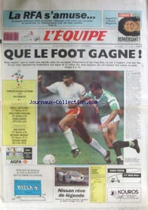EQUIPE (L') [No 13720] du 16/06/1990 - LA COUPE DU MONDE DE FOOT - LA RFA - ANGLETERRE - PAYS-BAS - ATHLETISME - TOURRET ATTEND CARISTAN - NISSAN REVE DE LEGENDE. gratuit