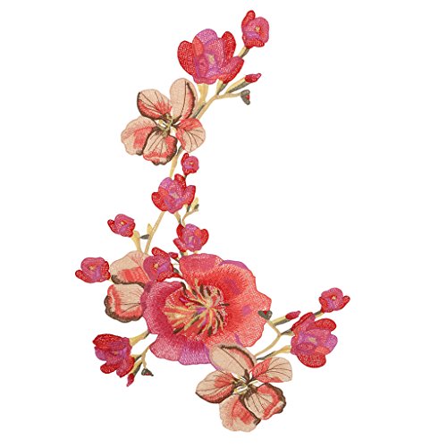 Gazechimp 1er Stickerei Rose Blume Nähen auf Patch Abzeichen Tasche Hut Jeans Kleid Applique Fertigkeit - 3