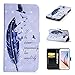 Produktbild CE-Link Samsung Galaxy S6 Hülle 3D Handyhülle Lederhülle Ledertasche Schutzhülle Premium PU Leder Flip Wallet Case Innere Weiche Silikon Handy Tasche Schale Etui mit Kartenfach Magnet Standfunktion Kreatives Motiv Muster Protective Cover Schutz für Galaxy S6 (5,1 Zoll) - Gänse und Federn