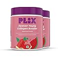 PLIX Collagen Supplement Powder to support Skin Elasticity, Firmness & Youthful Glow | 100% Plant-based with Hyaluronic Acid & Vitamin C | For Women & Men | Watermelon Flavour, Pack of 2