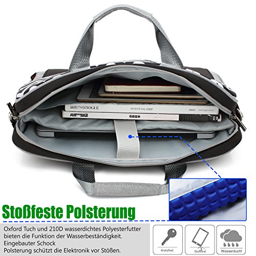 CoolBELL 17 3 Zoll Laptop Tasche Nylon Schultertasche mehrfach Abteil Messenger Bag Handtasche Tablet Aktentasche f  r Laptop   Tablet   Macbook Schwa