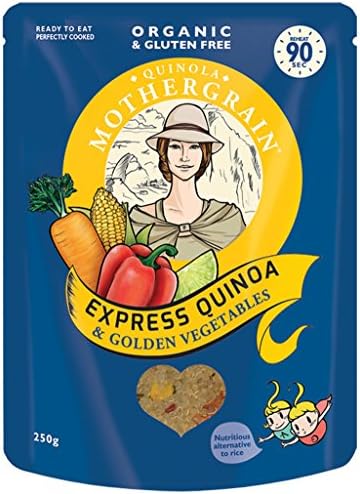 Quinola Organic Quinoa Golden Vegetables 6x250g, Healthy Rice Alternative Grain, Express Ready to Eat Pouches, High In Protein, Source of Fibre, Vegan & Gluten Free Superfood