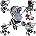 i-Safe System - Grey Trio Travel System Pram & Luxury Stroller 3 in 1 Complete With Car Seat + Rain Covers