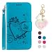 Produktbild LA-Otter Kompatibel für Samsung Galaxy A50 Hülle Leder Schmetterling Herz Blau Tasche Handyhüllen Lederhülle Schutzhülle Klapphülle