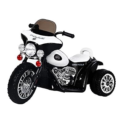 HOMCOM Moto Véhicule Electrique pour Enfant 6V 2.5km/h Musique Lumière 80 x 43 x 55cm Noir