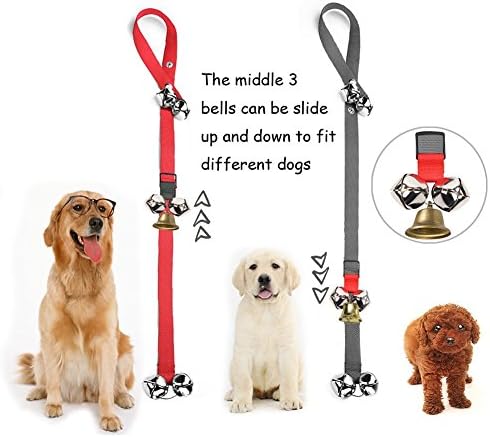 2 set 7 Bells Adjustable Dog Doorbells for dog training Housebreaking Potty＆Outside Training Grey and