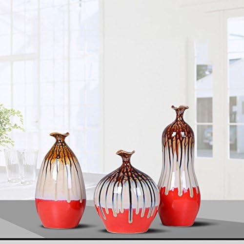 wysm Ceramic Vase Decoration Green Kiln Three - Piece Flower Set Home Living Room TV Cabinet Decorations