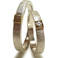 Eheringe Trauringe SET aus Sterlingsilber mit 14 Kt. Gelbgold und Brillant - handgefertigt by SILVERLOUNGE