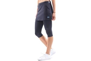 Sportkind Mädchen & Damen 2-in-1 Tennisrock mit Taschen & 3/4 Capri Leggings, Laufrock, Yogahose mit Rock, Sport Skapri
