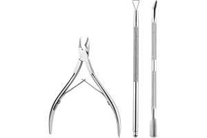 DAQIEPIN 3 Pièces Pince à Cuticules avec Coupe-Cuticules Poussoir à Cuticules en Acier Inoxydable Dissolvant de Cuticule et Coupeur pour Ongle et Ongle, Cuticle Nipper with Cuticle Pusher