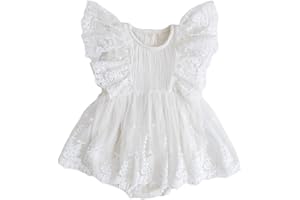 imKutie Baby Girl Romper, Infant Lace Embroidery Ruffle Boho Princess Tulle Dress Half 1st 2nd Birthday Cake Smash Outfits Photoshoot Clothes 0-24 Months