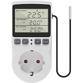 KETOTEK Digital Thermostat Plug with Probe 220V, Temperature Controller Plug Thermostat Heating Cooling Control for Incubator