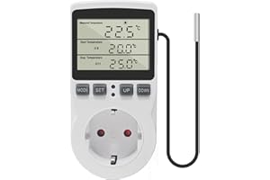‎KETOTEK KETOTEK Temperaturregler Steckdose 230V mit Fühler Digital Thermostat Steckdose Heizung Kühlung Temperaturschalter für Gewächshaus Kühlschrank Weiß